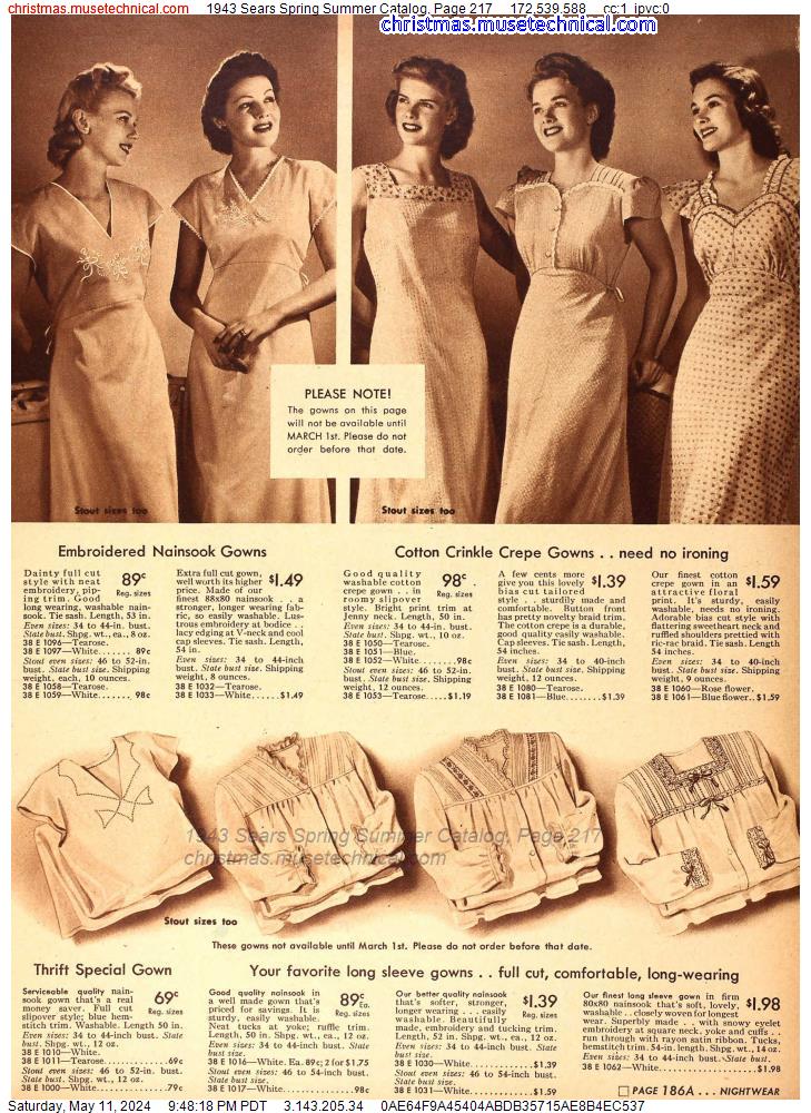 1943 Sears Spring Summer Catalog, Page 217