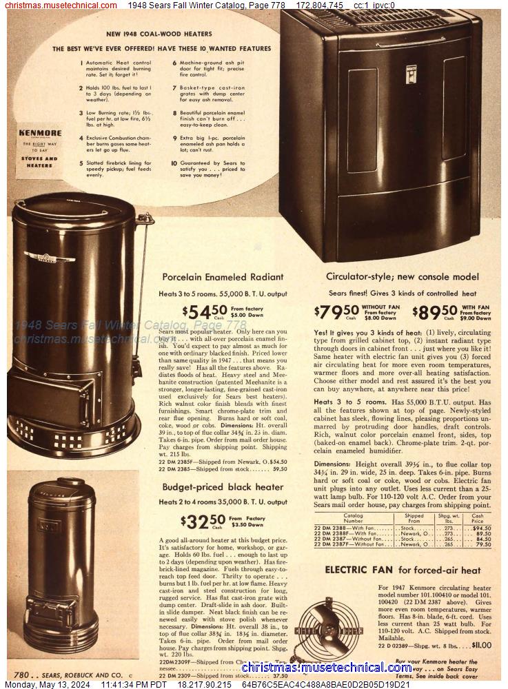 1948 Sears Fall Winter Catalog, Page 778