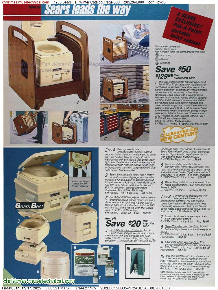 1986 Sears Fall Winter Catalog, Page 600