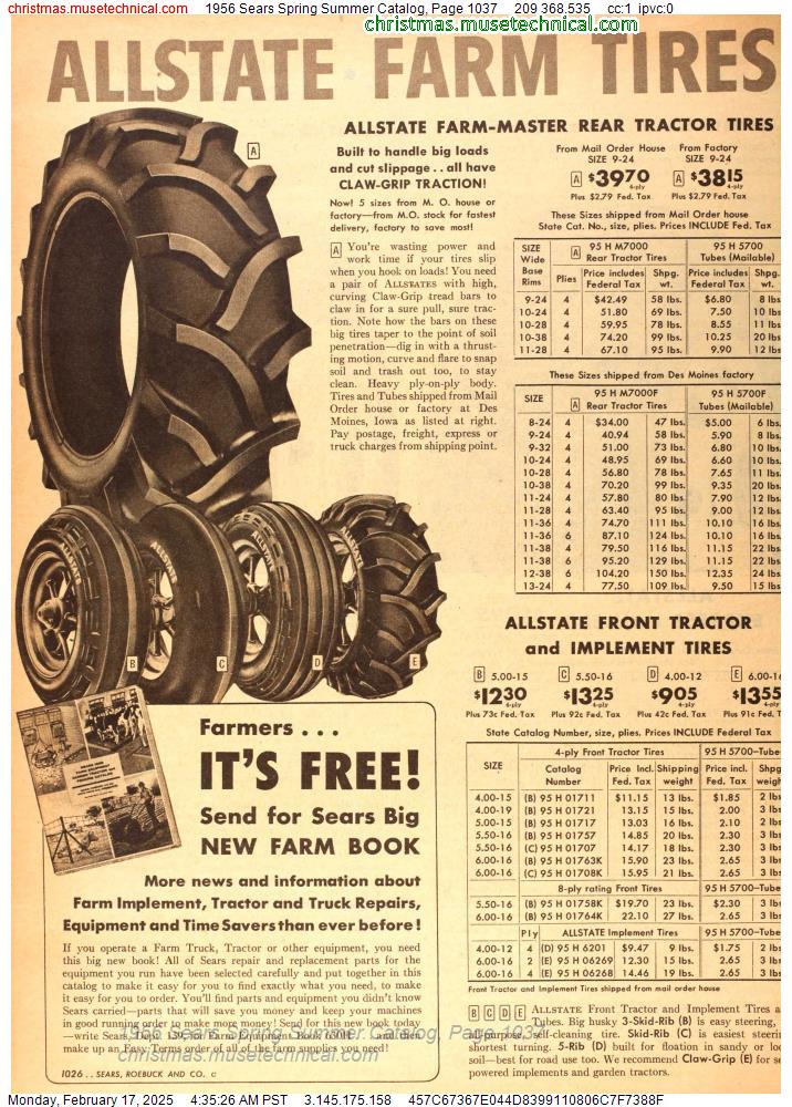 1956 Sears Spring Summer Catalog, Page 1037