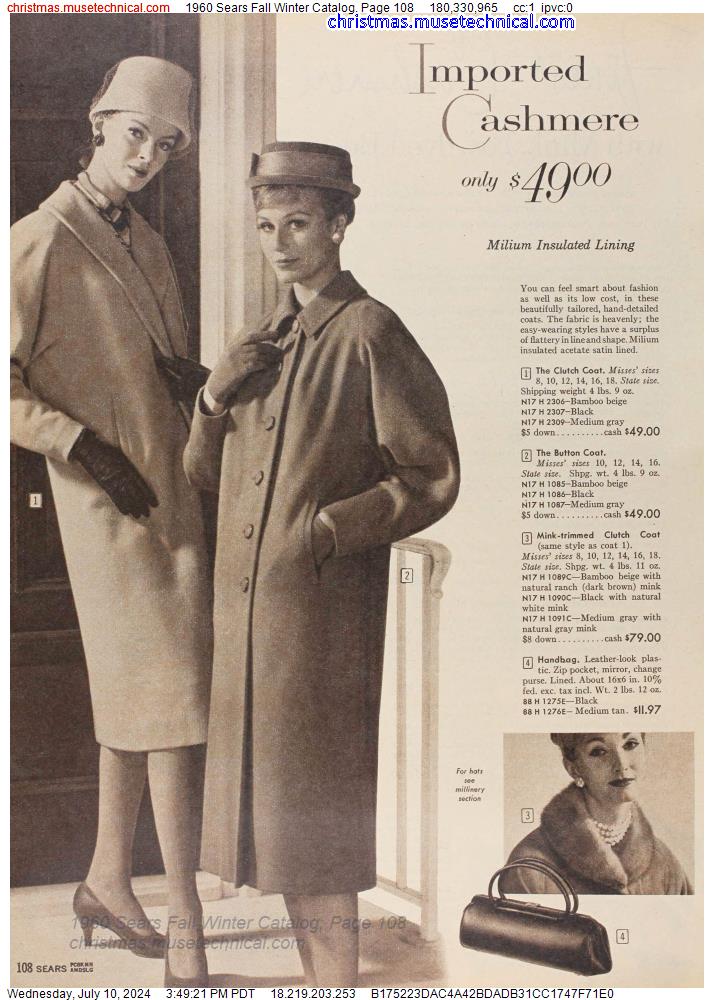 1960 Sears Fall Winter Catalog, Page 108