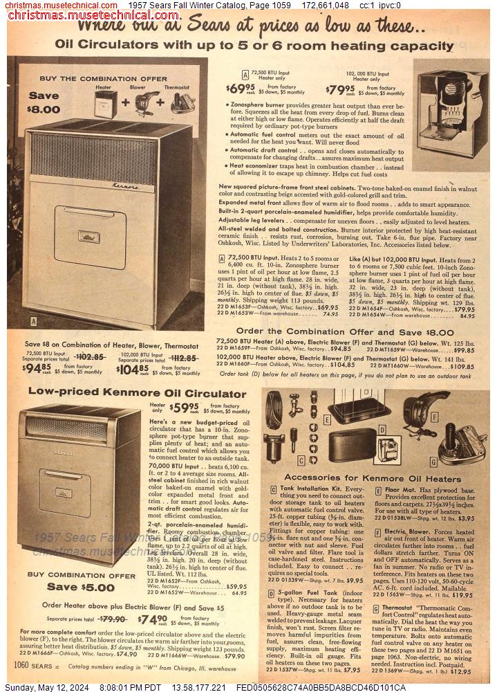1957 Sears Fall Winter Catalog, Page 1059