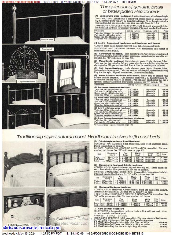 1981 Sears Fall Winter Catalog, Page 1410