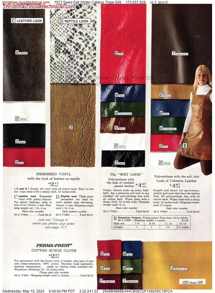 1971 Sears Fall Winter Catalog, Page 509