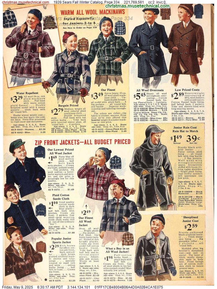 1939 Sears Fall Winter Catalog, Page 334