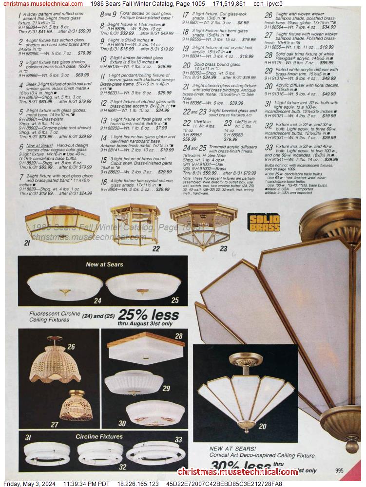 1986 Sears Fall Winter Catalog, Page 1005