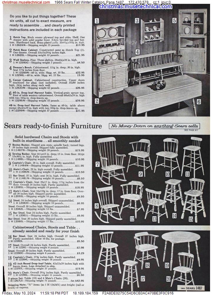 1966 Sears Fall Winter Catalog, Page 1487