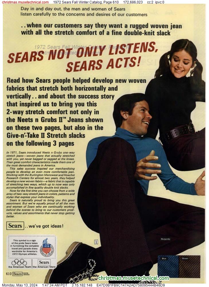 1972 Sears Fall Winter Catalog, Page 610