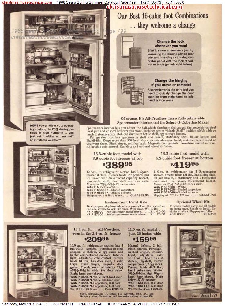 1968 Sears Spring Summer Catalog, Page 799