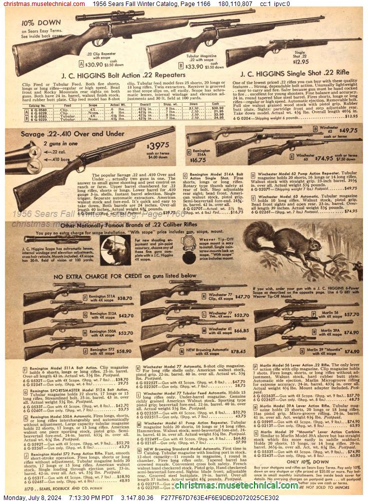 1956 Sears Fall Winter Catalog, Page 1166