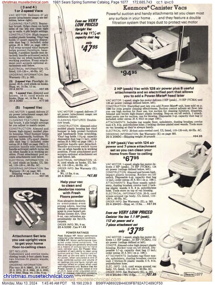 1981 Sears Spring Summer Catalog, Page 1077