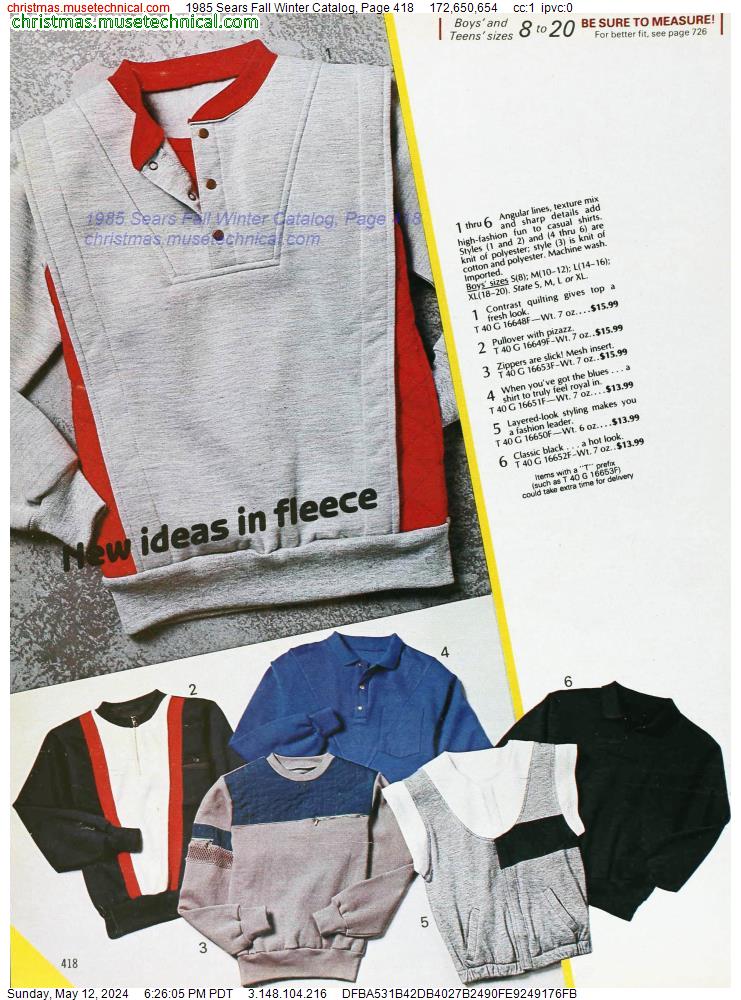 1985 Sears Fall Winter Catalog, Page 418