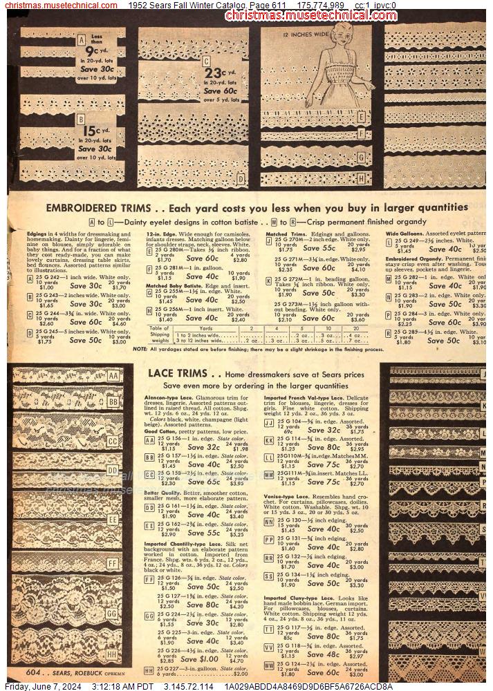 1952 Sears Fall Winter Catalog, Page 611