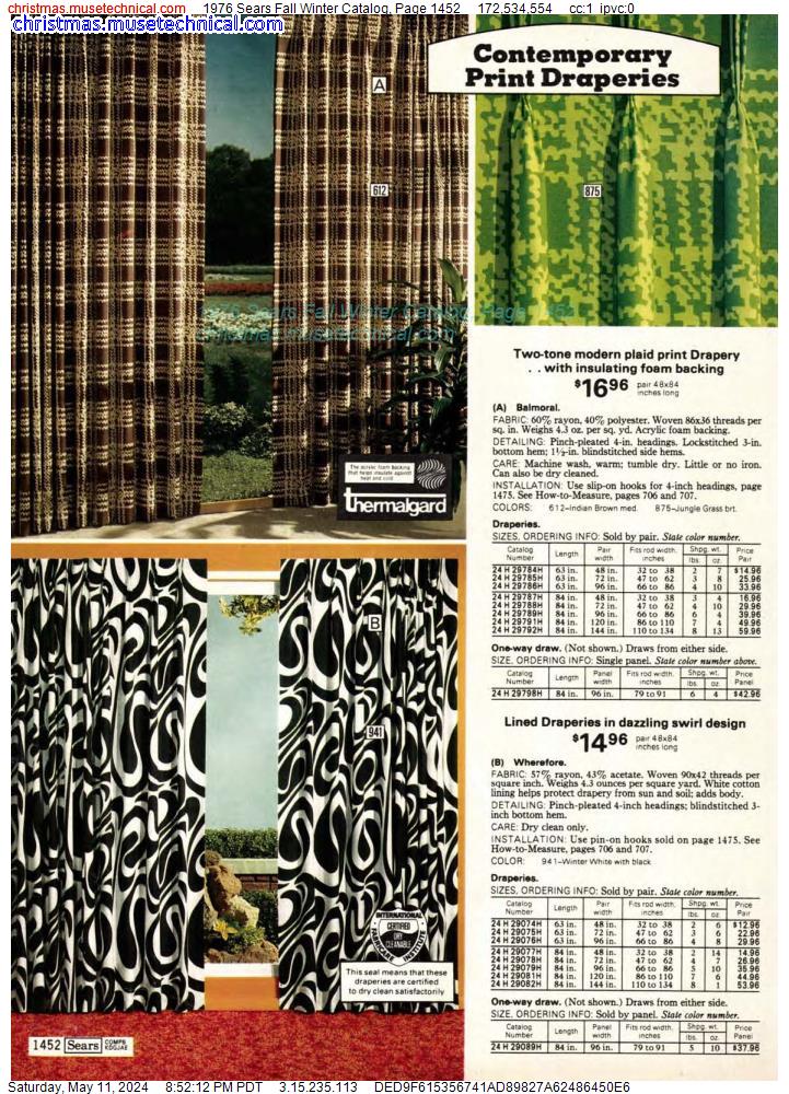 1976 Sears Fall Winter Catalog, Page 1452