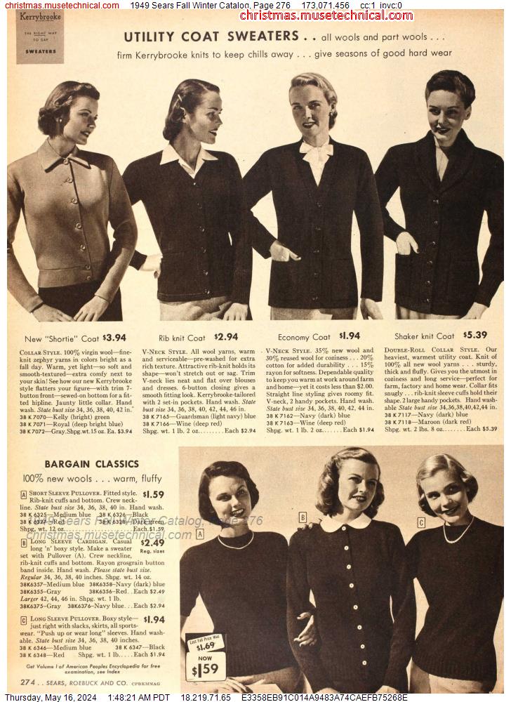 1949 Sears Fall Winter Catalog, Page 276