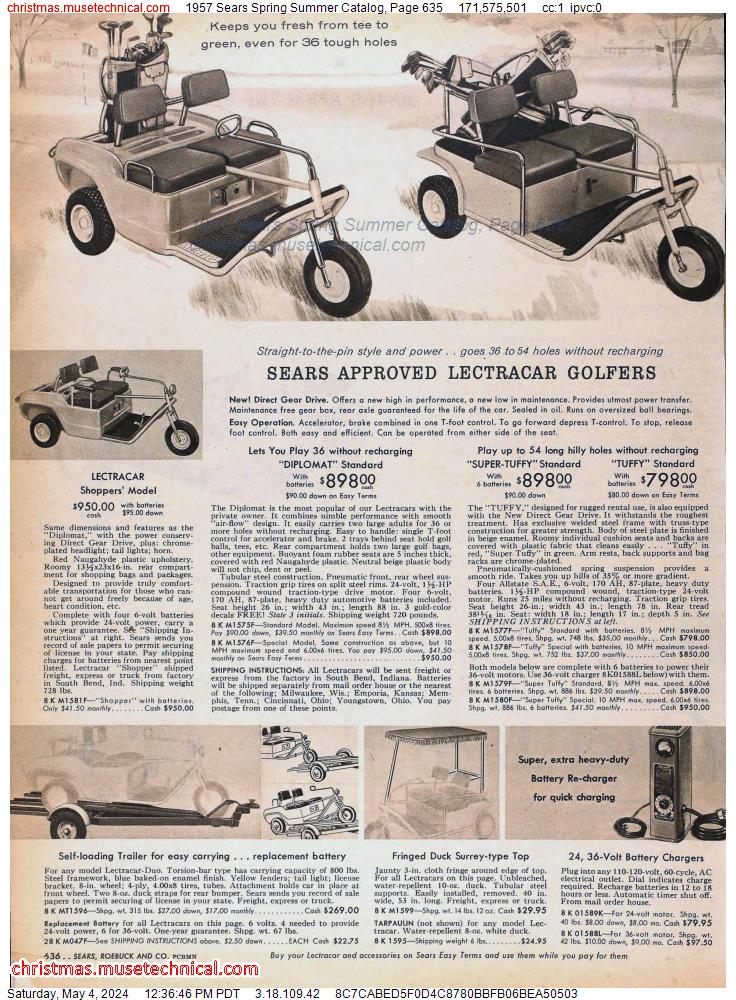 1957 Sears Spring Summer Catalog, Page 635