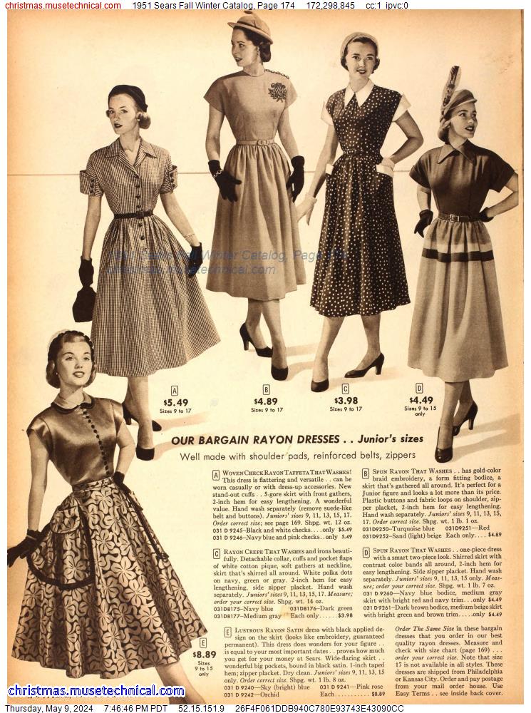 1951 Sears Fall Winter Catalog, Page 174