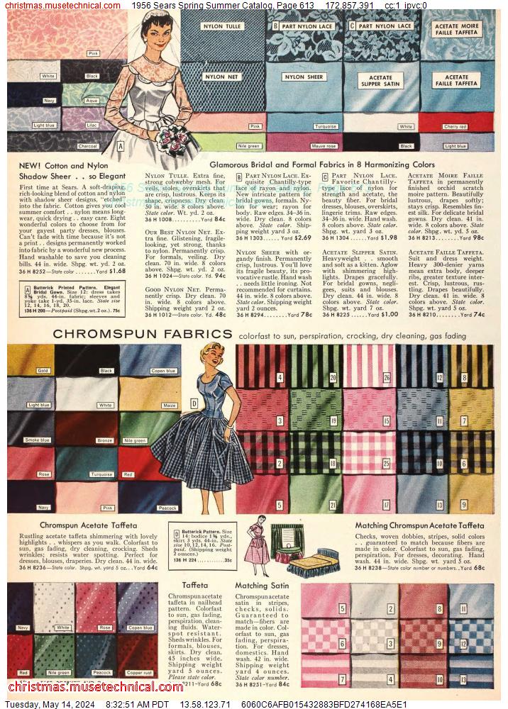 1956 Sears Spring Summer Catalog, Page 613