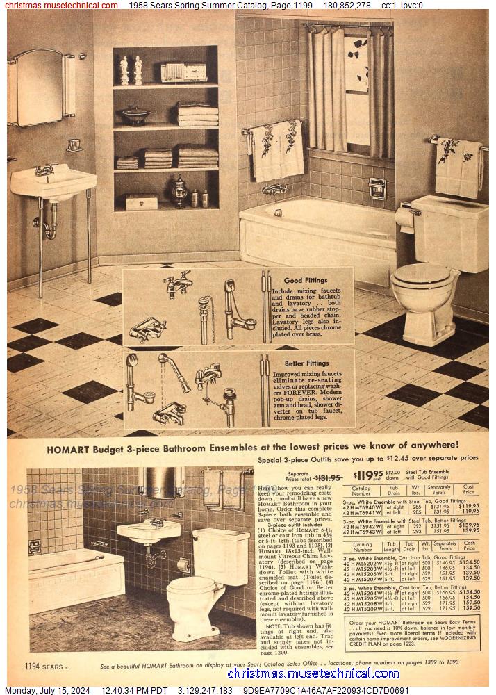 1958 Sears Spring Summer Catalog, Page 1199