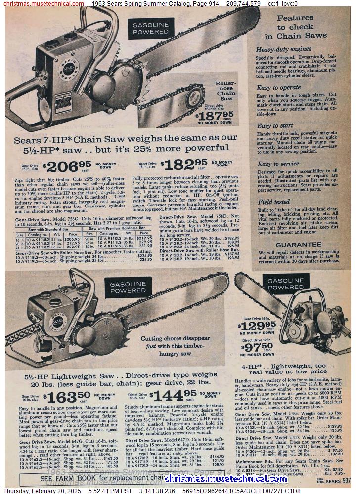 1963 Sears Spring Summer Catalog, Page 914