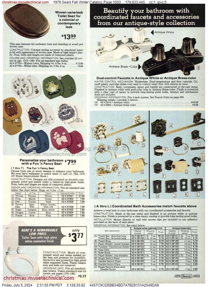 1976 Sears Fall Winter Catalog, Page 1003