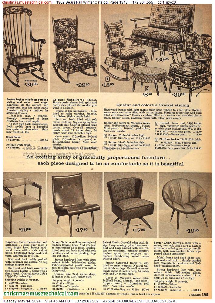 1962 Sears Fall Winter Catalog, Page 1313