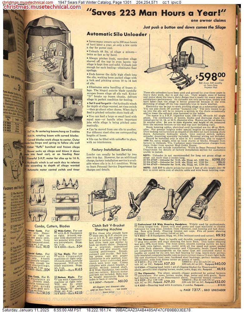 1947 Sears Fall Winter Catalog, Page 1301