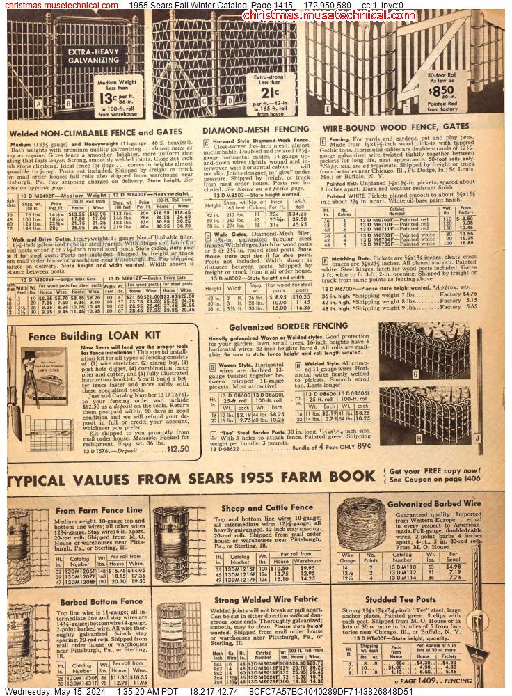 1955 Sears Fall Winter Catalog, Page 1415