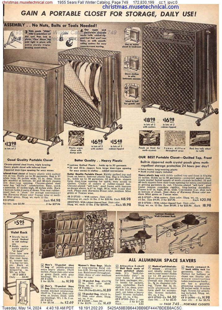 1955 Sears Fall Winter Catalog, Page 749