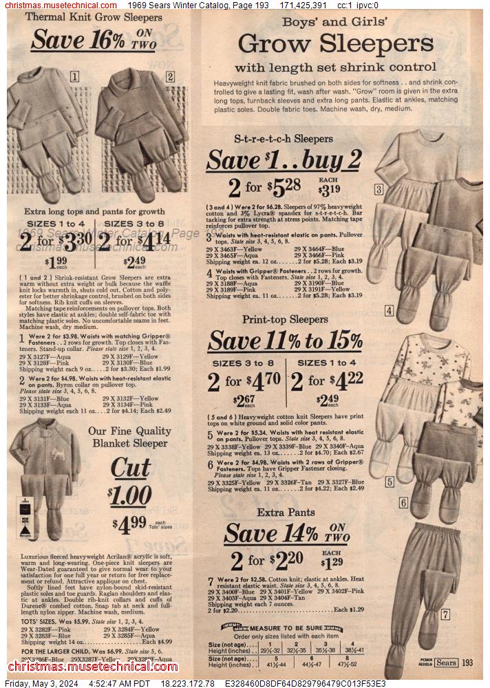 1969 Sears Winter Catalog, Page 193