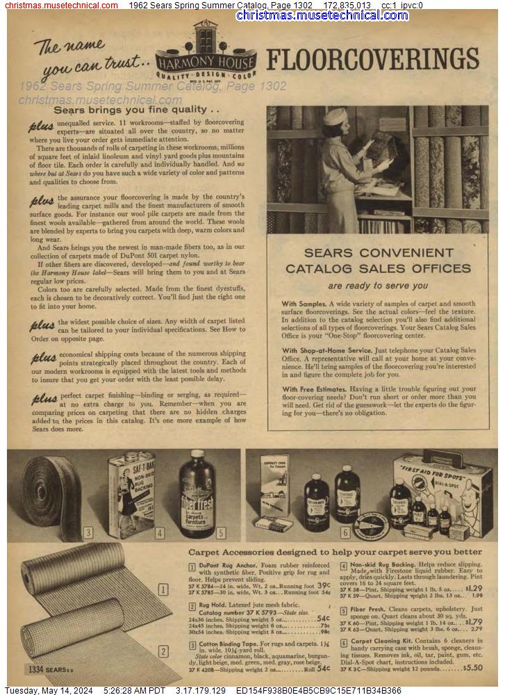 1962 Sears Spring Summer Catalog, Page 1302