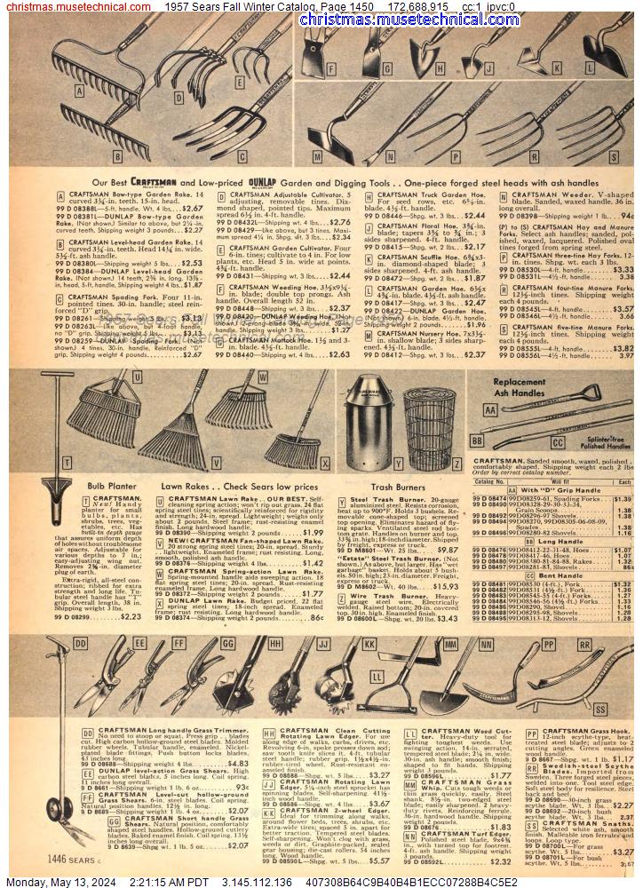 1957 Sears Fall Winter Catalog, Page 1450