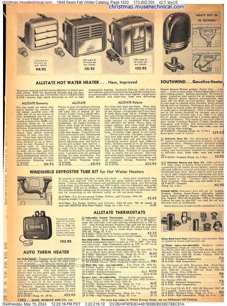 1948 Sears Fall Winter Catalog, Page 1203
