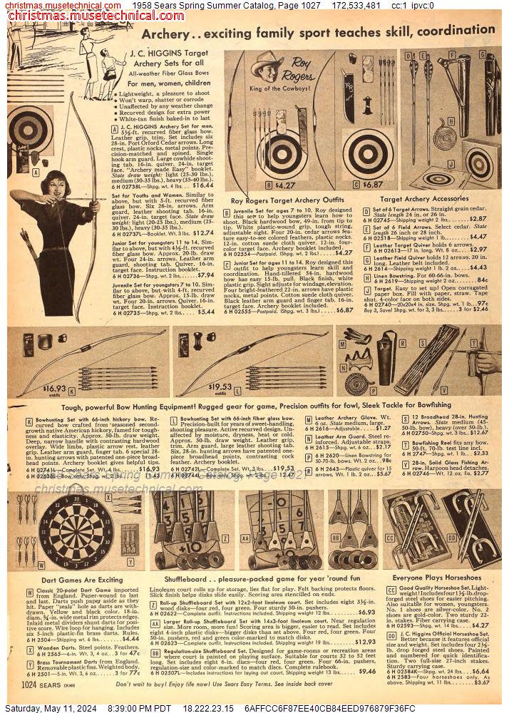 1958 Sears Spring Summer Catalog, Page 1027