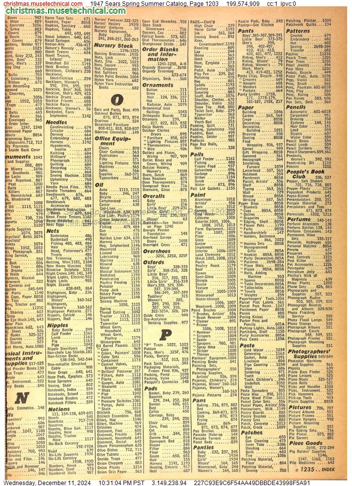 1947 Sears Spring Summer Catalog, Page 1203