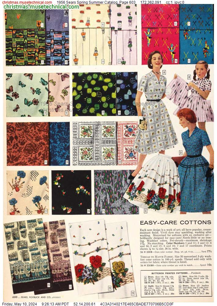 1956 Sears Spring Summer Catalog, Page 603