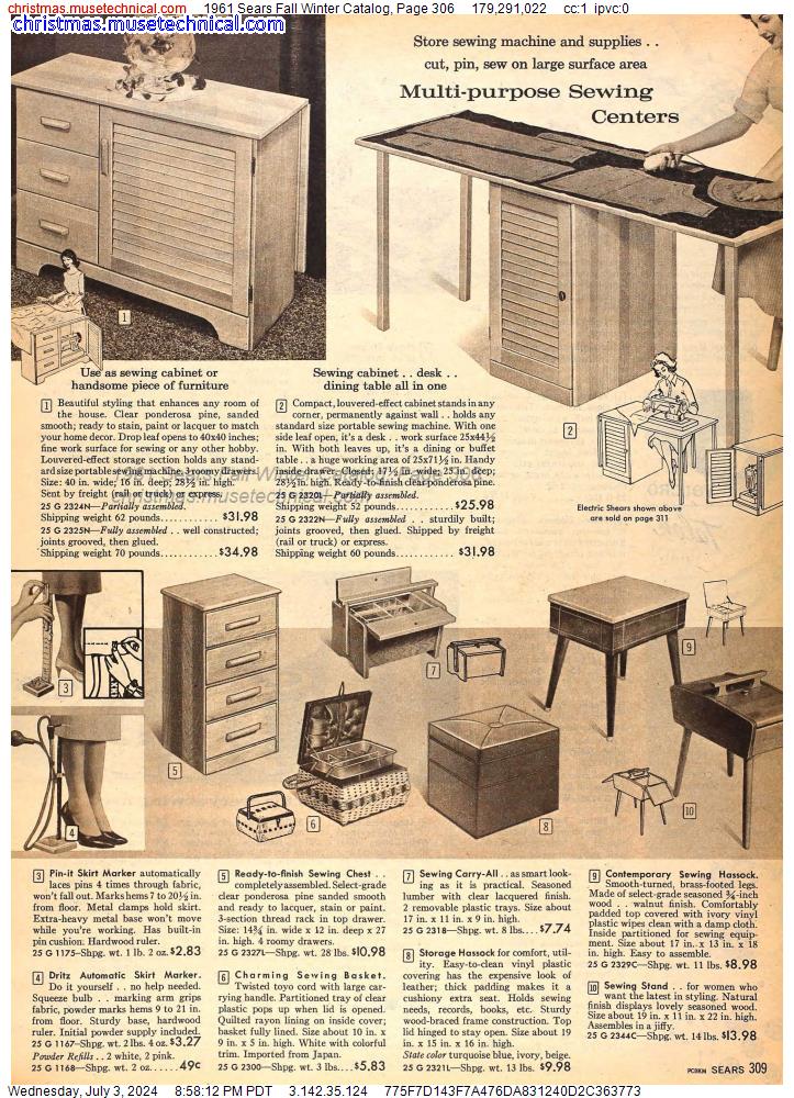 1961 Sears Fall Winter Catalog, Page 306