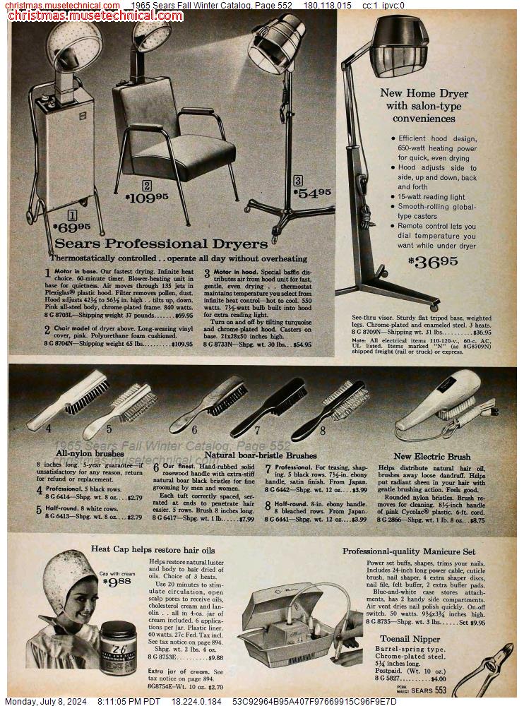 1965 Sears Fall Winter Catalog, Page 552