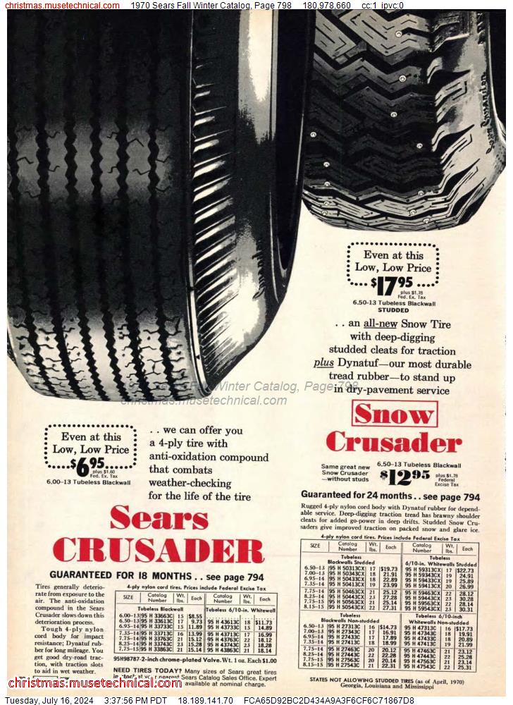 1970 Sears Fall Winter Catalog, Page 798