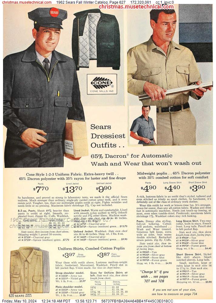 1962 Sears Fall Winter Catalog, Page 627