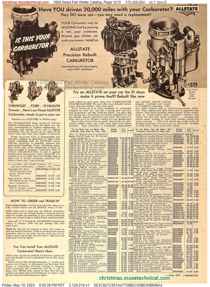 1956 Sears Fall Winter Catalog, Page 1213