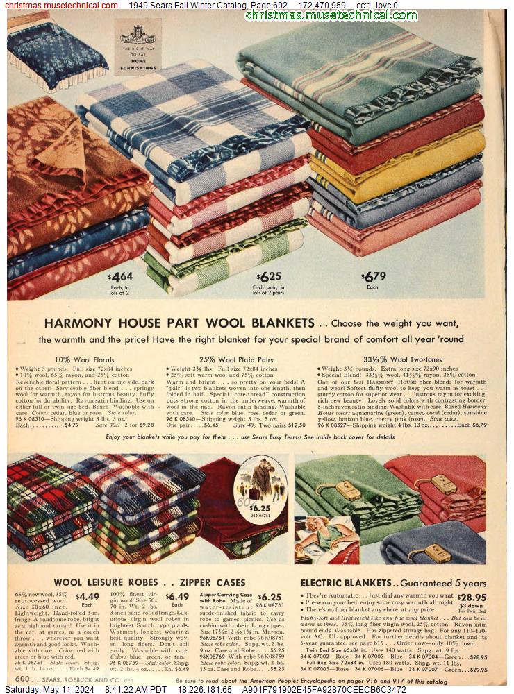 1949 Sears Fall Winter Catalog, Page 602