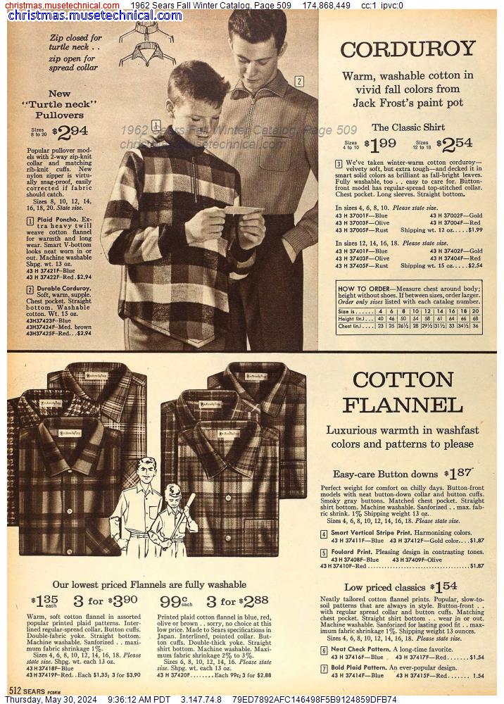 1962 Sears Fall Winter Catalog, Page 509