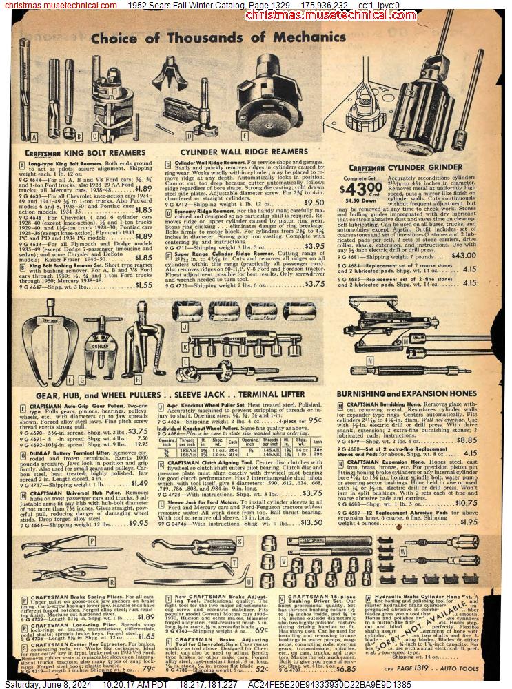 1952 Sears Fall Winter Catalog, Page 1329