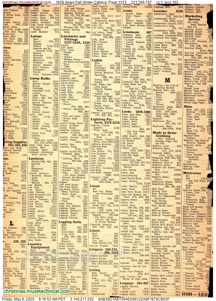 1939 Sears Fall Winter Catalog, Page 1333