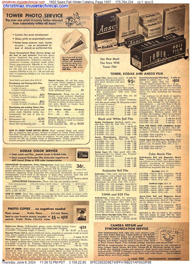 1952 Sears Fall Winter Catalog, Page 1007