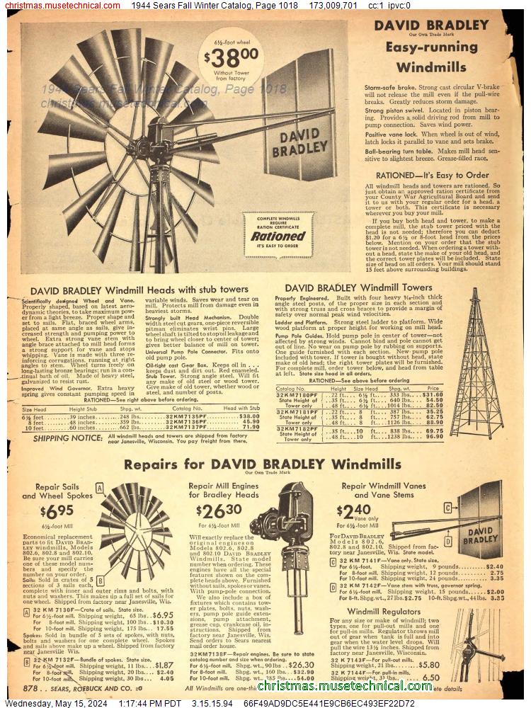 1944 Sears Fall Winter Catalog, Page 1018