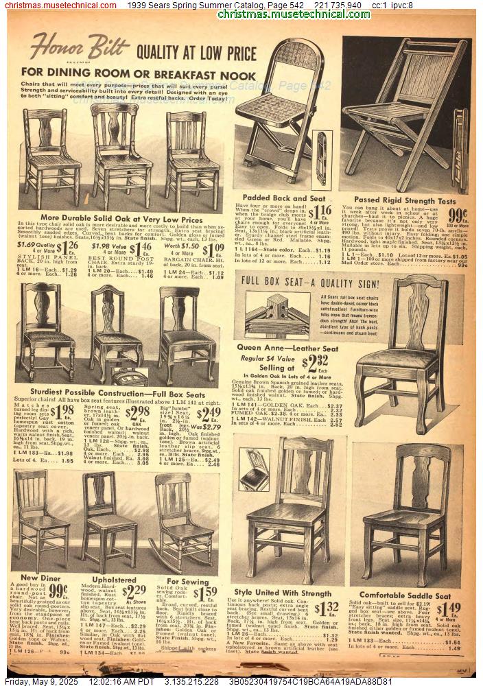1939 Sears Spring Summer Catalog, Page 542
