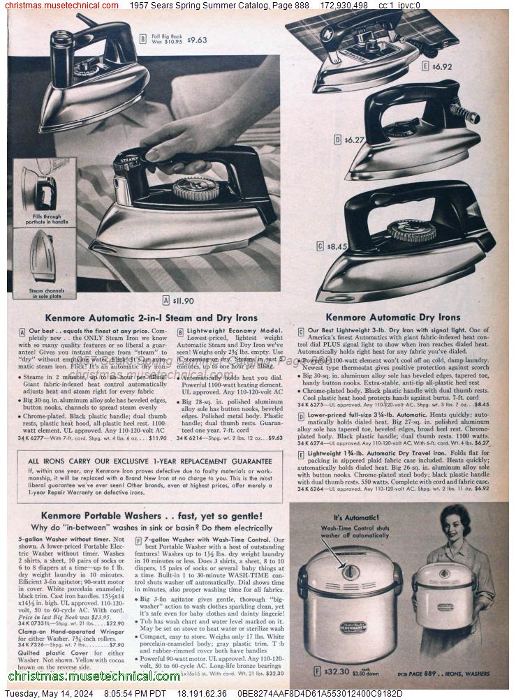 1957 Sears Spring Summer Catalog, Page 888