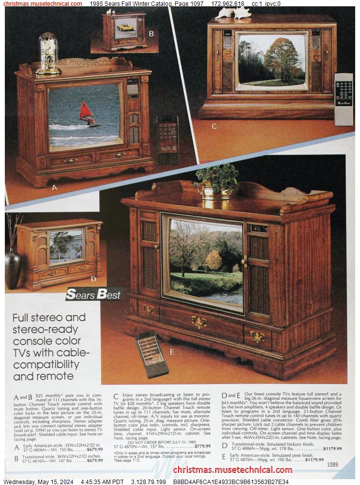 1985 Sears Fall Winter Catalog, Page 1097